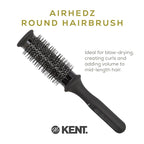 Kent AH15G AirHedz Ceramic Round Brush for Blow Drying, Blow Dryer Hair Brush for Long Bobs and Short to Mid-Length Hair, Features Ceramic Barrel for Accurate Results and Faster Drying Time.