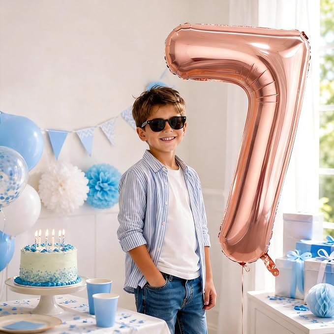 40 Inch Rose Gold Number 7 Balloon, Giant Number Balloons, Birthday Decor | - Image 4
