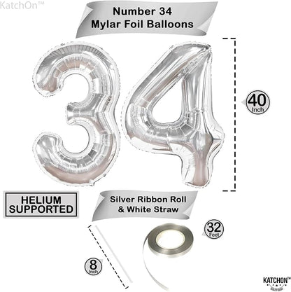 KatchOn 34 Balloon Numbers Set 40 Inch, 34 Birthday Decorations | 34 Birthday - Image 4