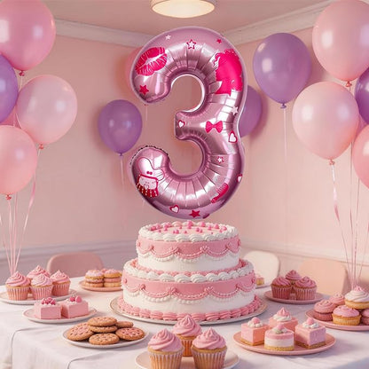 Pink Number 5 Balloon 40 Inch, DIY Fashion Girl Stickers Custom Balloon | Hot - Image 5