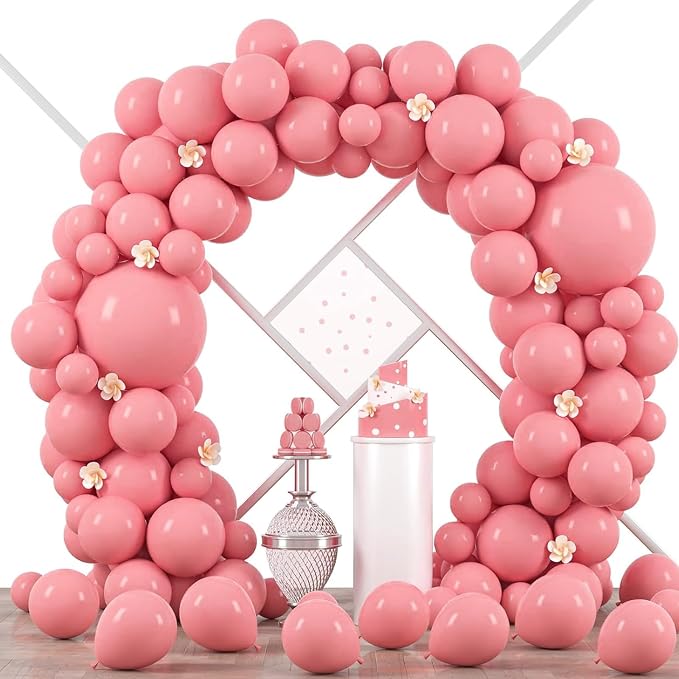 Voircoloria 90pcs Retro Pink Balloons Garland Arch Kit, 18 12 10 5 Inch | by Voircoloria