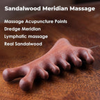 4 in 1 Sandalwood Gua Sha Massager, Scraping Massage Comb for Hair, Face, Eye, Neck & Body Meridian Therapy Tool for Relaxation & Rejuvenation