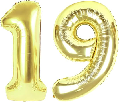 19 Balloon - Champagne Gold Birthday Number Balloons, 40 Inch Decorations | by ALPHADELTAPI