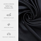 Fishers Finery 25mm 100% Pure Mulberry Silk Pillowcase (Black King)
