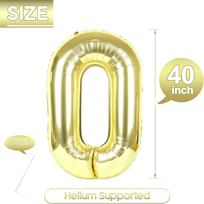 0 Balloon - Champagne Gold Birthday Number Balloons, 40 Inch Decorations | - Image 5