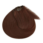 Ve Sunny Real Hair Extensions Clip in Human Hair Dark Auburn Red Hair Extensions Full Head Human Hair Extensions Clip ins Natural Straight 16 inch 120g 7pcs
