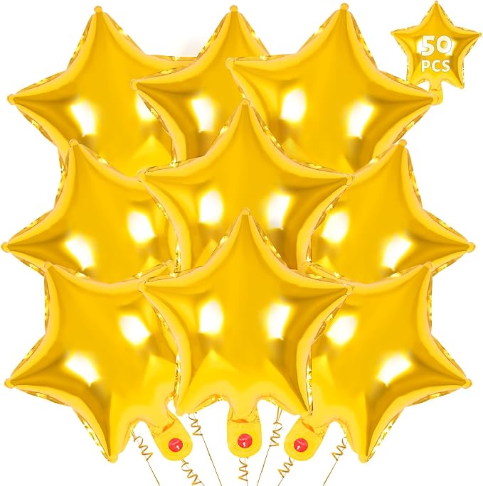 50 Pcs Star Balloons, 10 Inch Gold Star Foil Balloons, Stars Shaped Balloon by YOTHORN