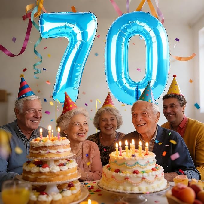 40 Inch Number 70 Balloons for 70th Birthday Party Decorations, 0-100 Jewelry - Image 2