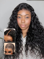 Julia Hair Bye Bye Knots Wig 13x4 Glueless Wigs Human Hair Mixed Curls Water Wave and Jerry Curly Fluffy Wig Pre Everything Pre Plucked Pre Cut HD Lace Bleached Knots Natural Black 24 Inch
