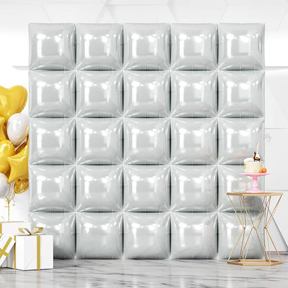 NISOCY 25PCS Gray Square Foil Balloons Wall Backdrop | Double Sided Grey by NISOCY