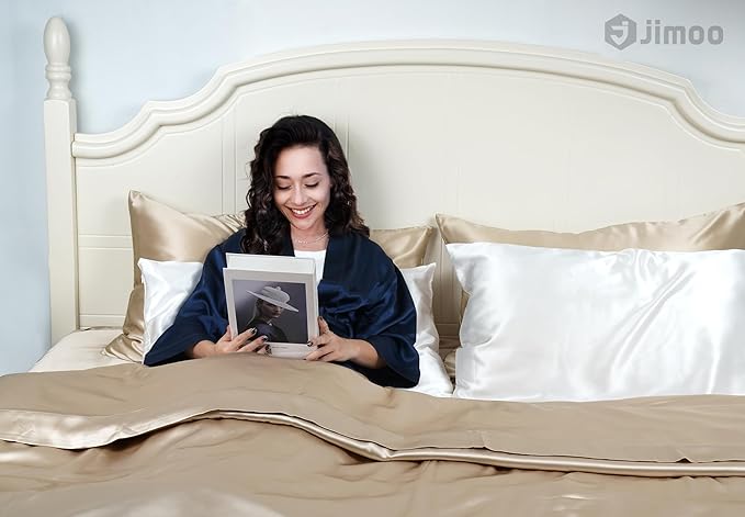 100% Mulberry Silk Pillowcase for Hair and Skin, 22 Momme Pure Natural Silk Pillow Case Both Sided with Zipper, Pillow Cover for Women Mom Men (Beige, King 20''×36'', 1 Pack)