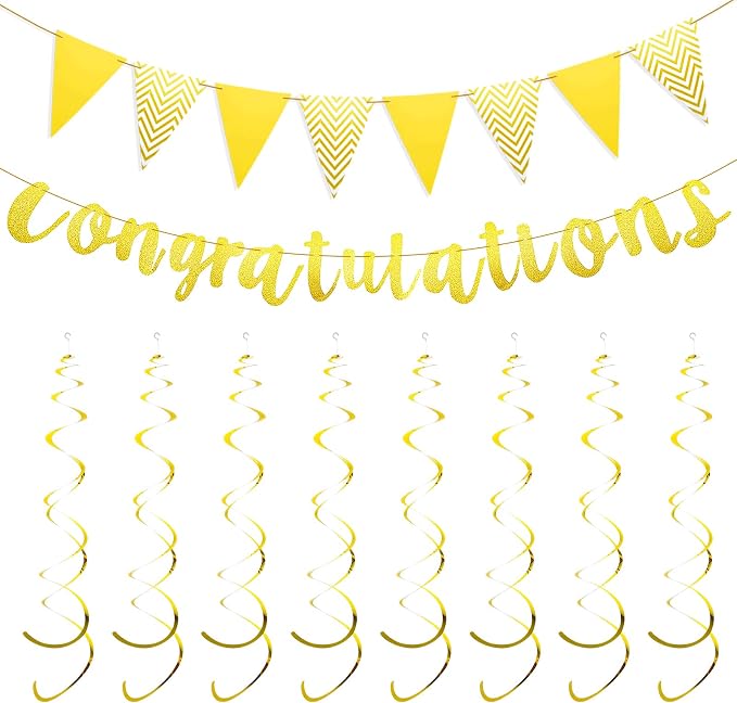 Congratulations Banner, Glitter Congratulations Decorations Triangle Flag Banner by Unknown