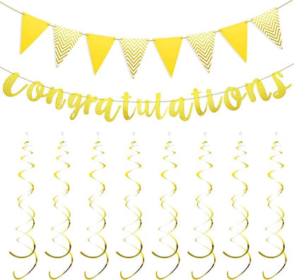 Congratulations Banner, Glitter Congratulations Decorations Triangle Flag Banner by Unknown