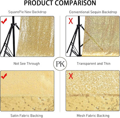 SquarePie 10x10ft Gold Sequin Backdrop, High Density Non-Transparent Glitter - Image 5