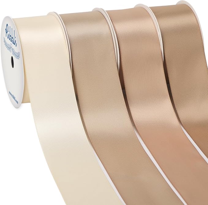 Ribbli Champagne Satin Ribbon 1-1/2 Inch x 4 Rolls Total 40 Yards-Ivory by Ribbli