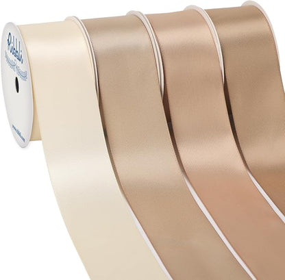 Ribbli Champagne Satin Ribbon 1-1/2 Inch x 4 Rolls Total 40 Yards-Ivory by Ribbli