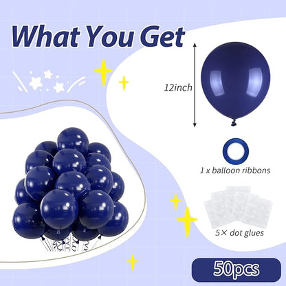 50pcs Navy Blue Balloons, 12inch Helium Quality Nile Blue Balloons | Balloons - Image 2