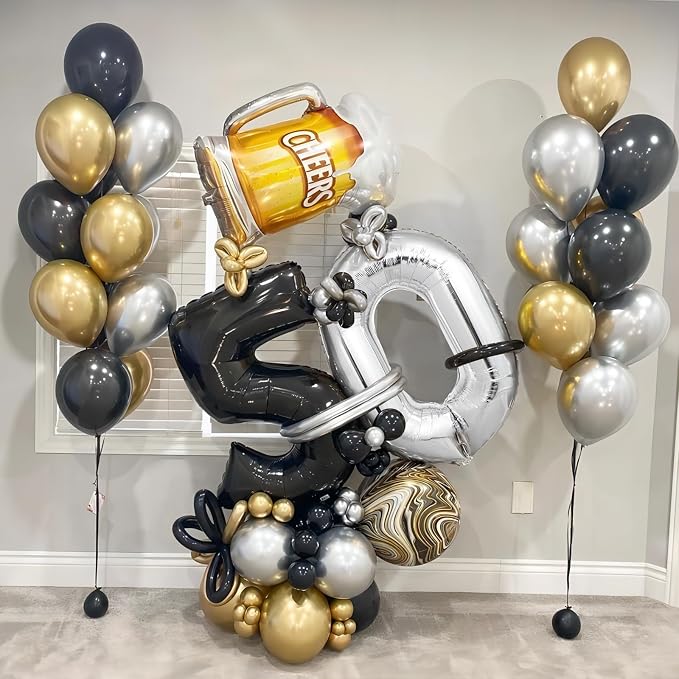 40 Inch Silver Number Balloons, Helium Mylar Foil Number Balloons - Image 7