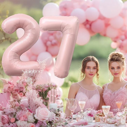 40 Inch Light Pink Number 27 Balloon 0-9 27th Foil Big Giant | Digital - Image 4
