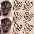 6PCS French Hair Pin for Women,U-Shaped French Pin Flat Hair Clips Hair Styling Pins for Thin Thick Hair,Strong Hold Hair Fork for Buns