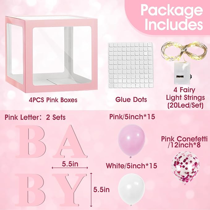 Ledido Baby Boxes with Letters & Balloons & Fairy Lights - Image 3