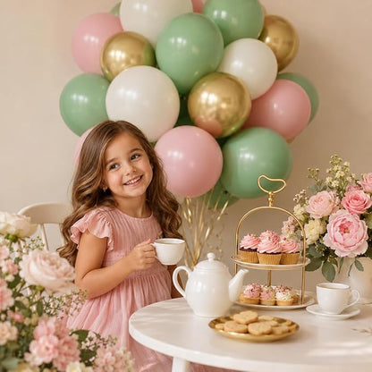 Sage Green Pink Balloon, 60 Packs 12 Inch Olive Green Pink Balloon - Image 6