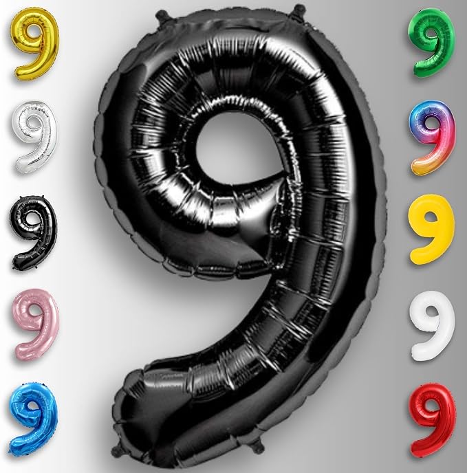 Black Number Balloon 9 Mylar Foil Balloons 40 inch - Image 3