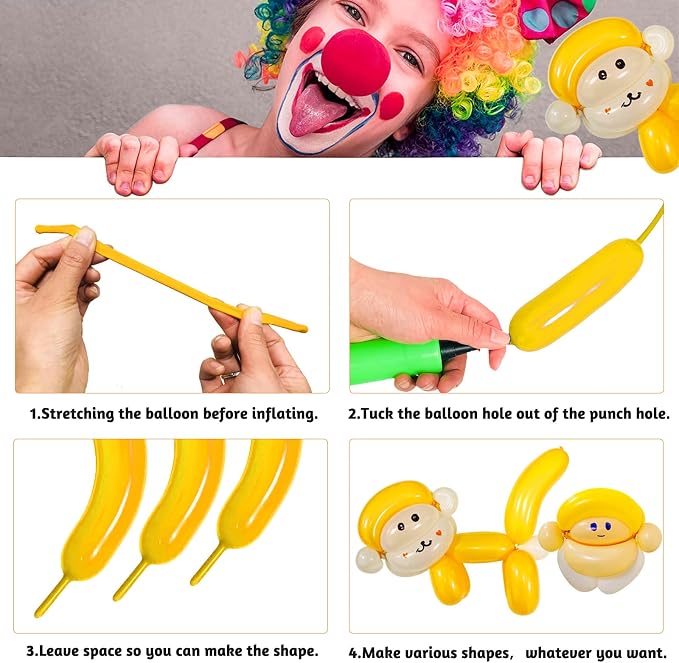Yellow 260 Long Skinny Twisting Animal Balloons, Rainbow Balloons - Image 5