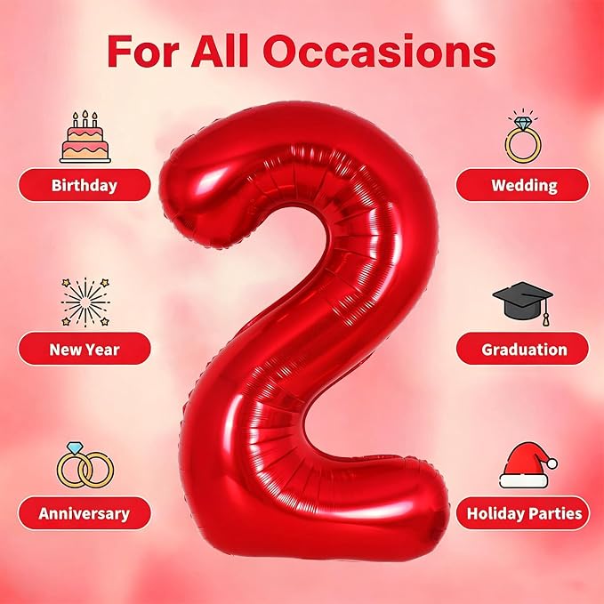 Number Balloons Red Party Balloon - Image 5
