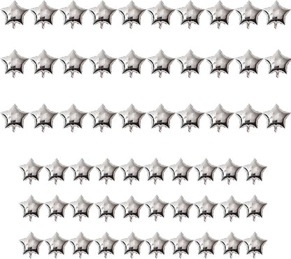 60pcs 2 Size Silver Star Shape Foil Balloon by SLGZXXY
