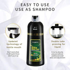 Natural Black Hair Color Shampoo for Gray Coverage, 3 in 1 Herbal Hair Shampoo for Women and Men, 500ML
