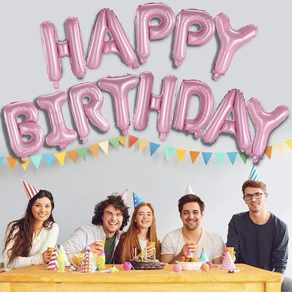 Happy Birthday Balloons Banner Pink 16 Inch Mylar Foil Letters - Image 4