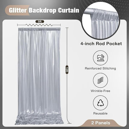 10x10FT Silver Sequin Backdrop Curtain - Image 6