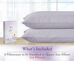 California Design Den Pillow Cases Queen Size Set of 2-1000 Thread Count, Soft and Smooth Sateen Weave, 100% Cotton Pillowcases Standard/Queen, Thick and Durable - Lavender Grey