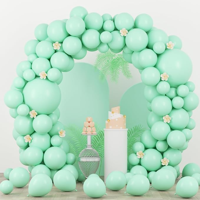 Voircoloria 90pcs Mint Green Balloons Garland Arch Kit, 18 12 10 5 Inch | by Voircoloria
