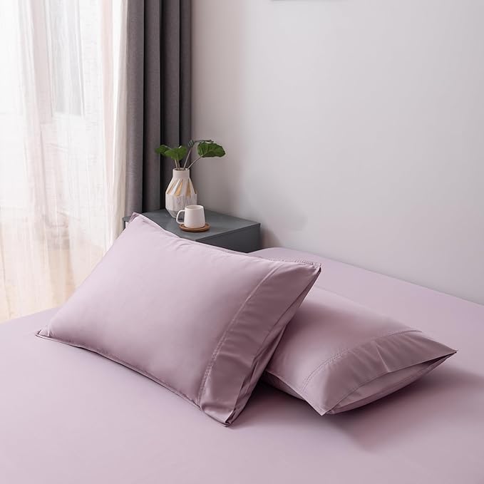 Bella Coterie | Luxury Bamboo Standard Size Pillowcase Set | 100% Organically Grown Bamboo Viscose | Ultra Soft | Cooling | 2 Pcs [Lilac]
