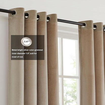 BULBUL Luxury Color Block Velvet Curtains 90 inch Long- Champagne Gray | Modern - Image 2