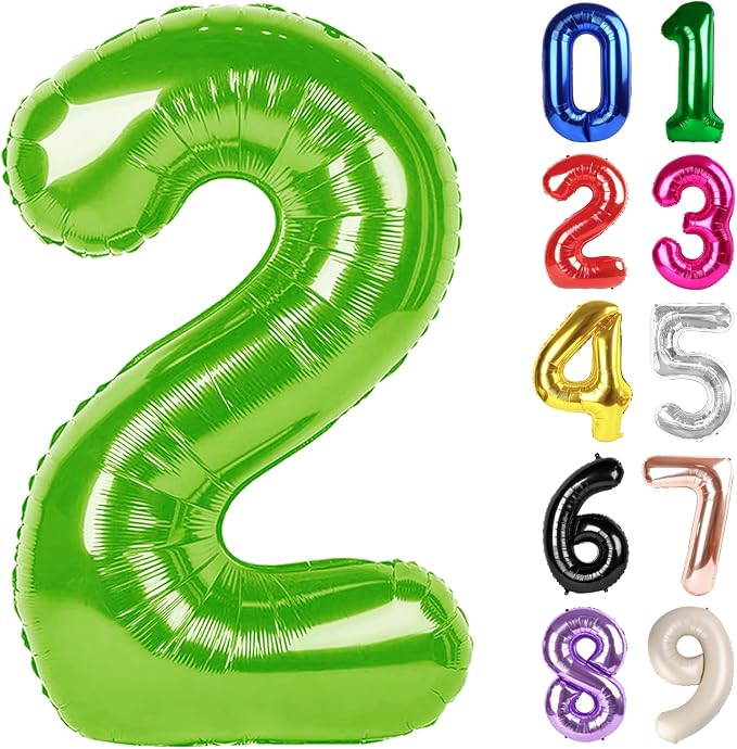 2 Balloon - Light Green Birthday Number Balloons, 40 Inch Party Decorations | by ALPHADELTAPI