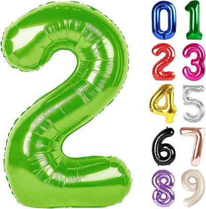 2 Balloon - Light Green Birthday Number Balloons, 40 Inch Party Decorations | by ALPHADELTAPI