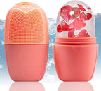 XHJRI Ice Face Roller Massager,Ice Cube Roller for Face, Eyes and Neck Naturally Conditioning and Skin Care,De-Puff Eye Bags,Reduce Migraine Pain,Reusable Massage Silicone Ice Mold (New Pink)