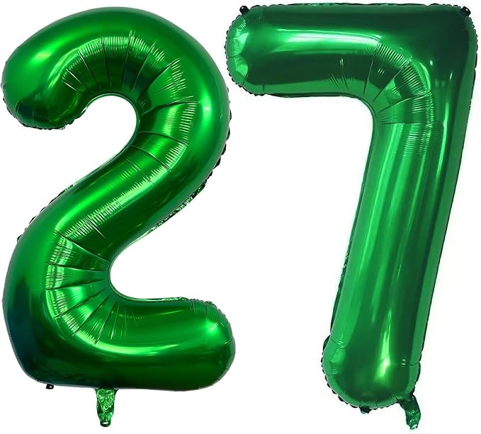 Dark Green 27 Number Balloons, 40 Inch Giant Number 27 Balloons Foil Mylar by Lovoir