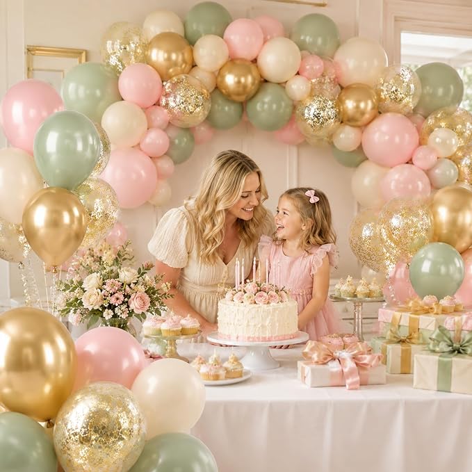 Pink and Green Balloons, for Wedding Engagement Princess Birthday Bridal Shower - Image 6