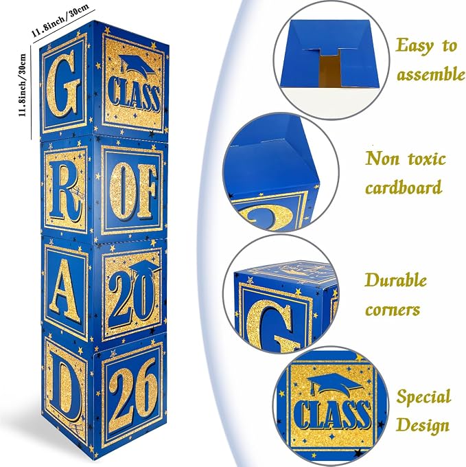 2026 Graduation Decorations Blue Class of 2026 Decorations Royal Blue and Gold - Image 2