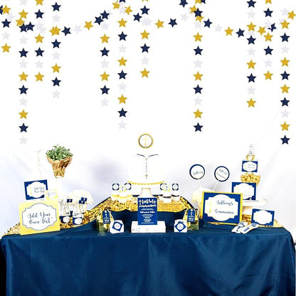 Navy-Blue White-Gold Party-Decorations Birthday Garland - 62ft Twinkle Little - Image 6