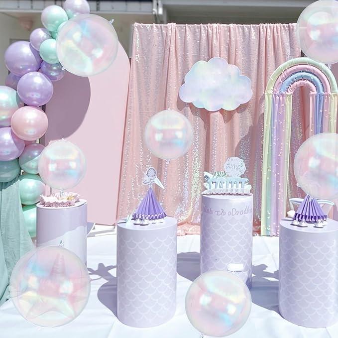 10Pcs Iridescent Round Foil Balloons, Metallic Iridescent Foil Baloon - Image 6