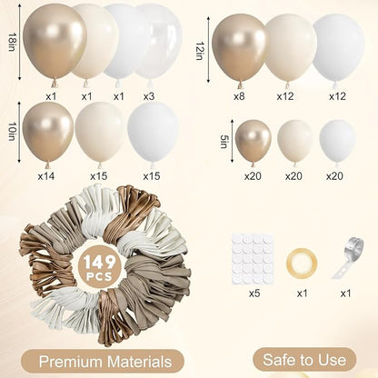 Ouddy Party 149Pcs White Sand Gold Balloon Arch Garland Kit 18 12 10 5 Inch | - Image 3