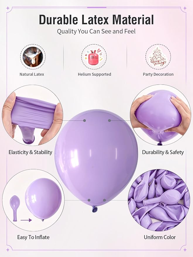 Pink and Purple Balloons 12 Inch 60 Pcs Metallic Purple Pink Hot Pink Latex - Image 6