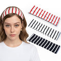4PACK Striped Headband For Women Elastic Stretchy Wide Hairbands For Yoga Hair Wraps