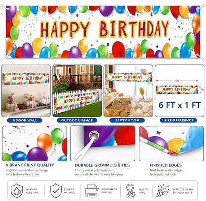 Letjolt Happy Birthday Banner Balloon Sign Huge Party Supplies 6 Feet | - Image 6