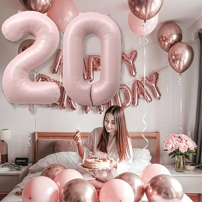 Pastel Pink 20 Balloon Number for Girls, Big Light Blush Pink Foil 2 & 0 Helium - Image 3